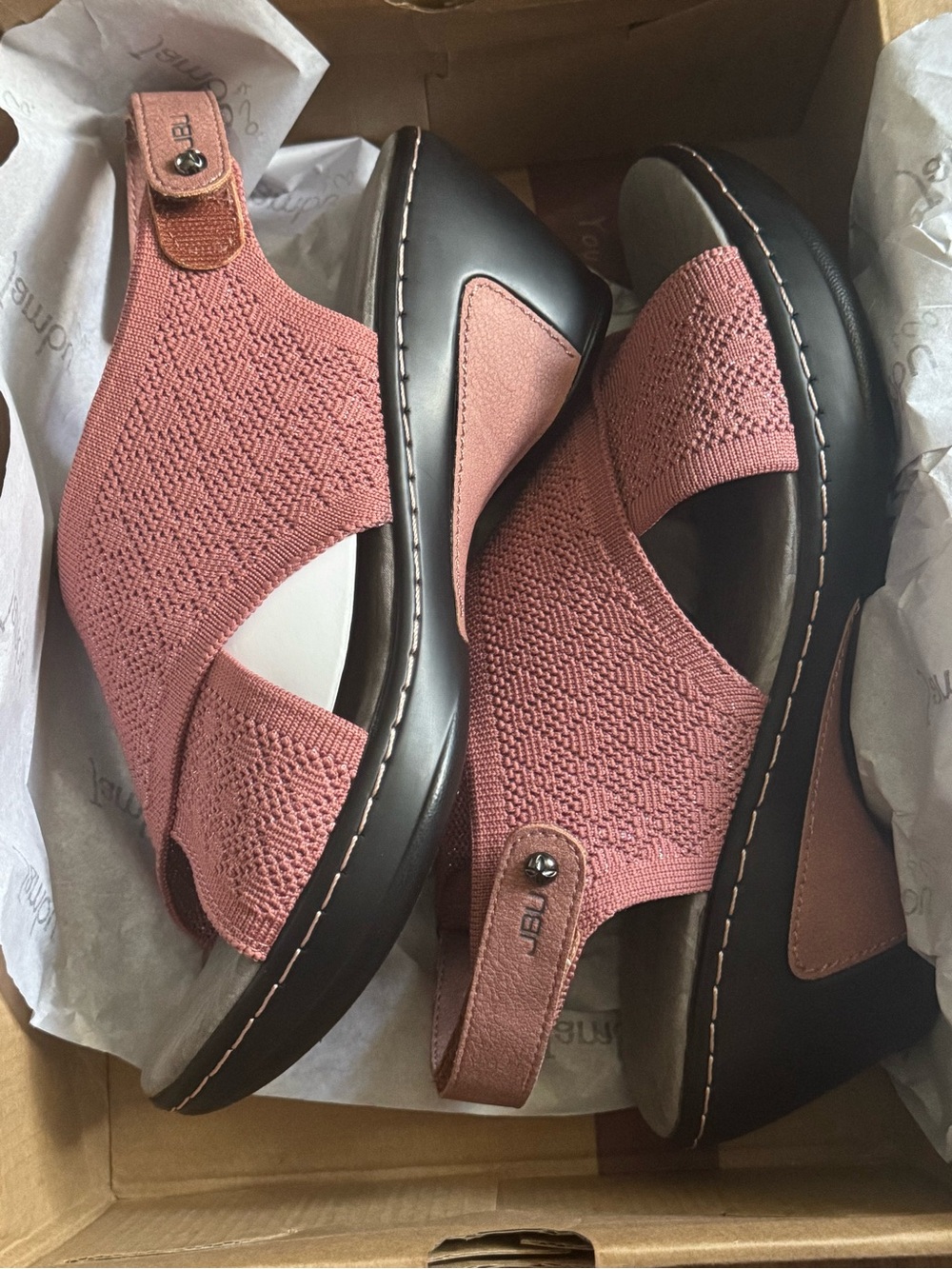 JBU Women's Dusty Rose Knit Slingback Sandals- 9.5 WIDE